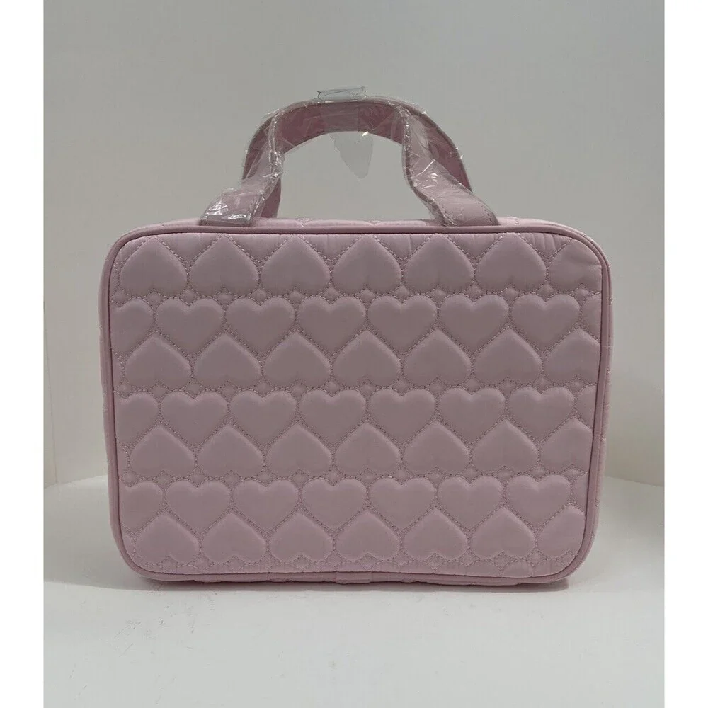 Betsy Johnson Pink Toiletry Makeup Travel Bag Coquette Puffy Heart Ballerina Y2K - Picture 2 of 8